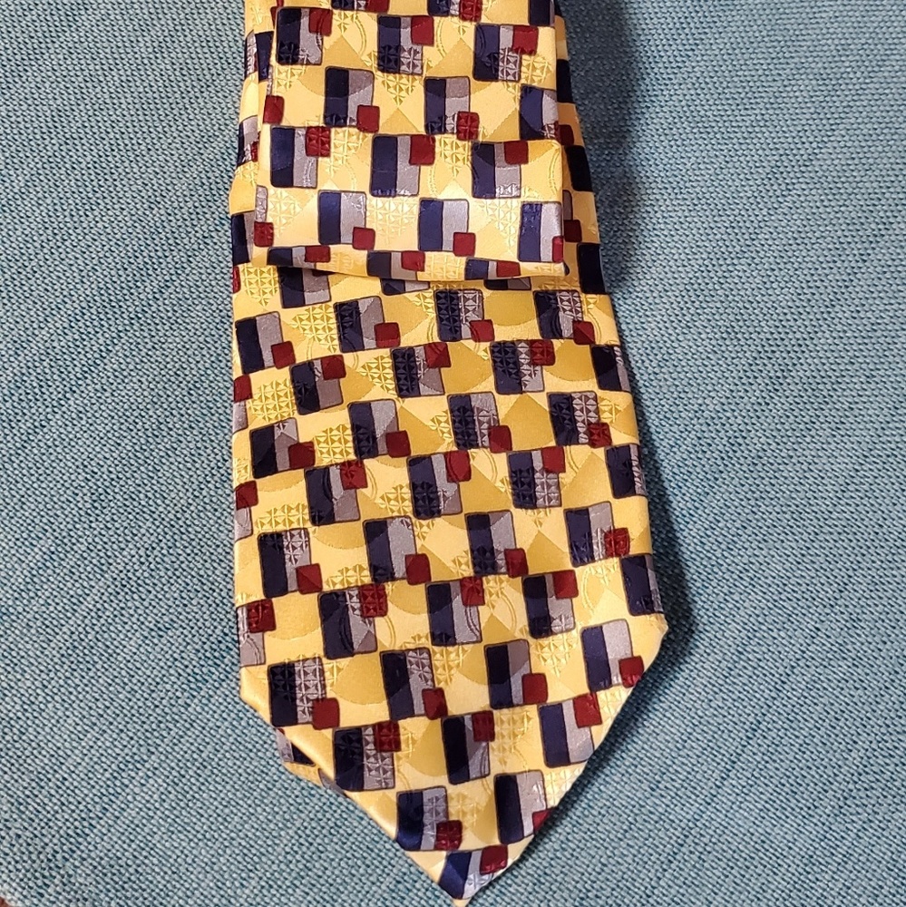 Van heusen tie yellow blue 100% silk